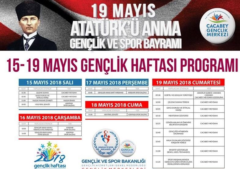 19 MAYIS ATATÜRK’Ü ANMA GENÇLİK VE SPOR BAYRAMI ETKİNLİK PROGRAMI